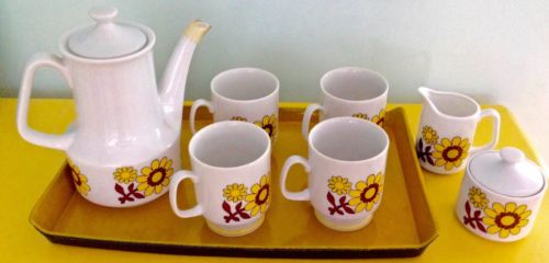 Mid Century Modern Demitasse Tea Coffee Set Art Deco 1960's Funky Floral  EUC Buy Online 