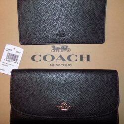 NWT Coach F16613 Black Pebbled Leather Checkbook Wallet F16613 $250 FREE SHIP! Buy Online 