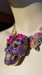 NWT HTF Large Betsey Johnson Sugar Skull Purple Statement Necklace Buy Online 