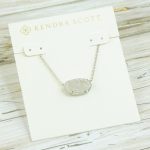 NWT Kendra Scott Elisa White Iridescent Drusy Pendant Necklace Silver Tone Buy Online 