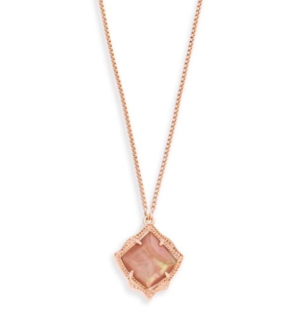 NWT Kendra Scott Kacey Pendant Necklace Rose Gold Brown Pearl Buy Online 