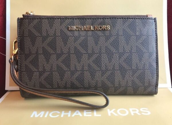 NWT MICHAEL KORS LEATHER OR PVC JET SET TRAVEL DOUBLE ZIP WALLET IN VARIOUS Buy Online 