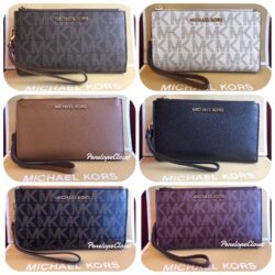 NWT MICHAEL KORS LEATHER OR PVC JET SET TRAVEL DOUBLE ZIP WALLET IN VARIOUS Buy Online 