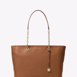 NWT MICHAEL KORS Mercer Chain-Link Leather Tote Color Luggage Buy Online 