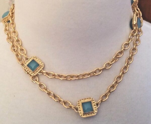 NWT! MINT! JULIE VOS "Escala" Extended Length Station Necklace-Aqua Chalcedony Buy Online 