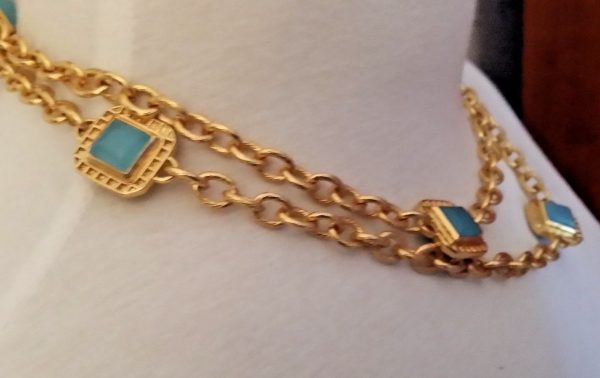 NWT! MINT! JULIE VOS "Escala" Extended Length Station Necklace-Aqua Chalcedony Buy Online 