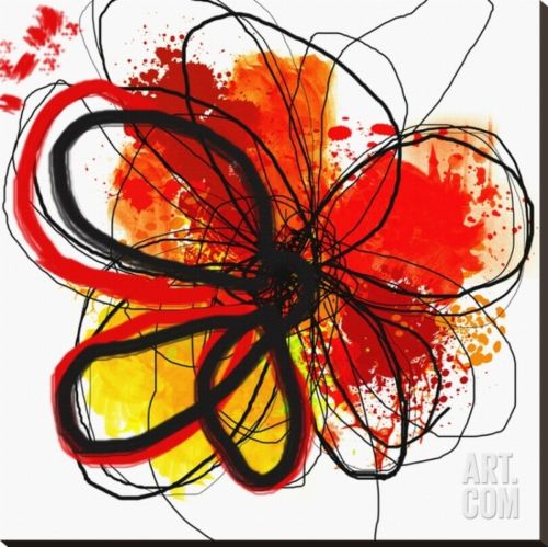 Red Abstract Brush Splash Flower I Stretched Canvas Print by Irena Orlov, 38x... Buy Online 