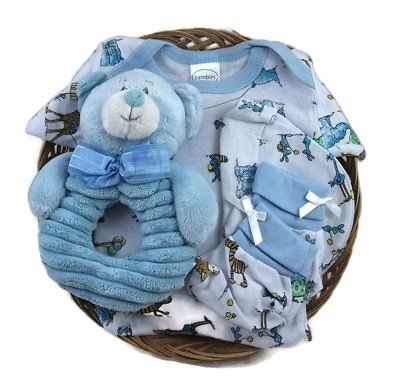 Sunshine Gift Baskets - Baby Shower Gift Basket for a Boy. Includes a Bambini a Buy Online 