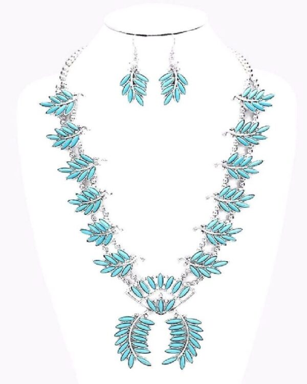 TURQUOISE color stone LEAF NAVAJO style SQUASH BLOSSOM necklace Buy Online 