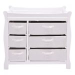 White Sleigh Style Baby Changing Table Diaper 6 Basket Drawer Storage Nursery Buy Online 