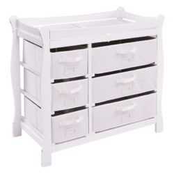 White Sleigh Style Baby Changing Table Diaper 6 Basket Drawer Storage Nursery Buy Online 