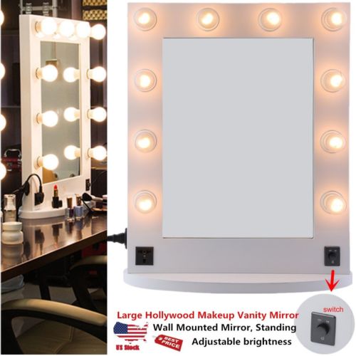 White Vanity Lighted Hollywood Makeup Mirror Stage Beauty Mirror +Lighted Dimmer Buy Online 