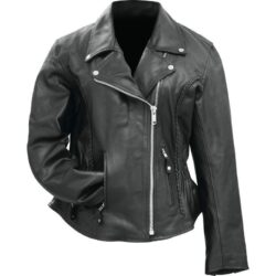 Womens Black Solid Genuine Buffalo Leather MOTORCYCLE JACKET Coat Biker Lined Buy Online 