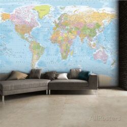World Map Wallpaper Mural Sticker - 124x91.5 Buy Online 