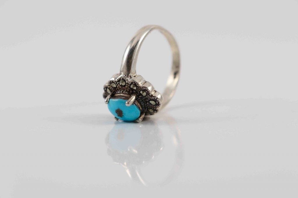 You are a Queen with Royal Persian Turquoise Ring Sterling Silver Black Crystals Buy Online 