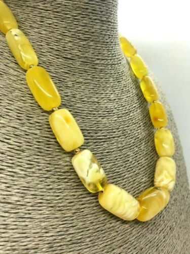 AMBER NECKLACE Natural Baltic Amber White Yellow Barrel Beads Ladies 49g 11138 Buy Online 