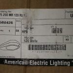 American Electric Lighting Street Light 588426 250W 125 25S MR 120 R2 FG HPS S50 Buy Online 