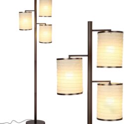 Asian Lantern Shade Tree LED Floor Lamp Tall Free Standing Pole With 3 LED Light Buy Online 