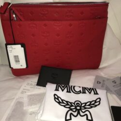 BNWT MCM Klara Leather Crossbody in Viva Red & Silver Buy Online 