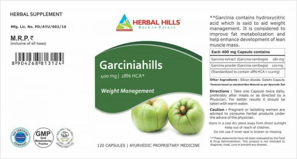 Herbal Hills Ayurveda Weight Management Garcinia Capsules Garciniahills Capsules Buy Online 