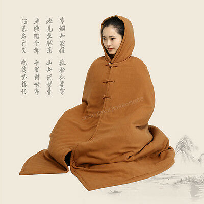Hooded Cape Warm Cotton Lining Buddhist Meditation Monk Cloak Long Robe Gown Buy Online 