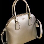 Kate Spade Sylvia Pale Gold Leather Large Dome Satchel Black Shoulder Handbag Buy Online 