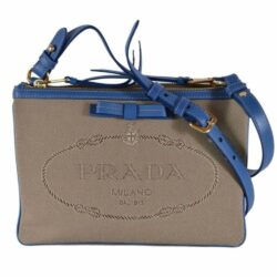 Prada Brown Blue Jacquard Logo Bandoliera Double Zip Crossbody Bag, Ori$1095!!! Buy Online 