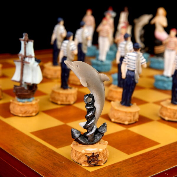 Chess Set Free Shipping Creative Design Theme of The Mermaid Chess Sets Sea-Maid Resin Chess Pieces Wooden Board Game Buy Online 
