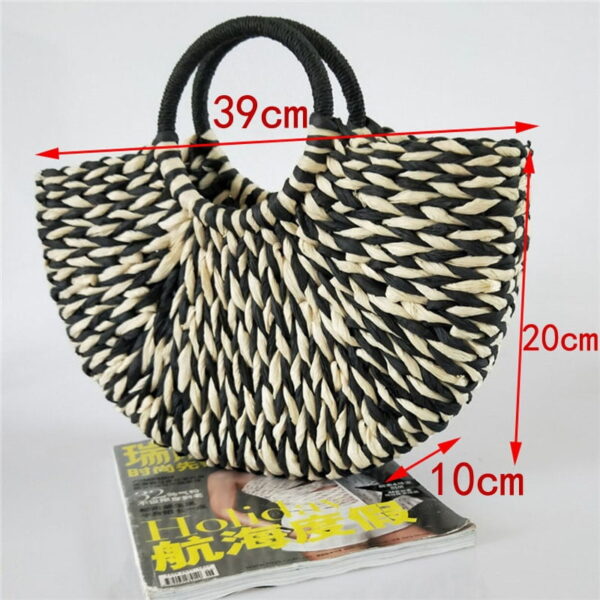 2019 New Women round bucket semicircle straw bag handmade net color woven basket rattan handbag Buy Online 