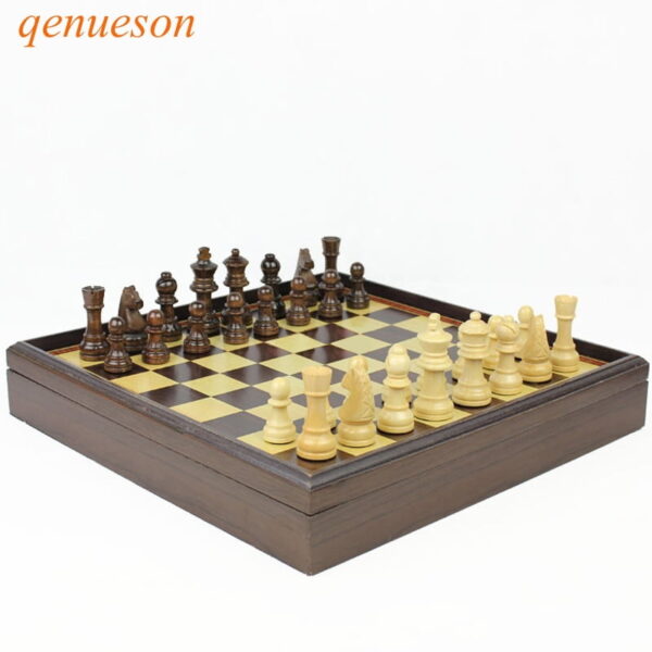 New Hot High Quality Board Games Wooden Chess Set Box Wooden Table Natural Green Paint Desktop 310*310*53mm qenueson Buy Online 