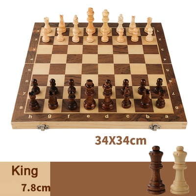 Hot Portable Wooden Folding Chess Set 29/34/39cm Solid Wood Chessboard Magnetic Chessman Children Gift Entertainment Board Games Buy Online 