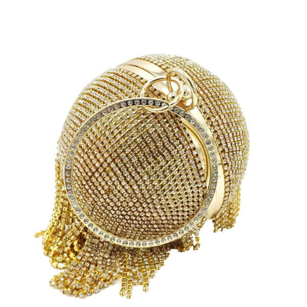 Rhinestones Tassels Women Crystal Clutch Gold Round Ball Bag Party Cocktail Dinner Wristlets Purses and Handbags Buy Online 