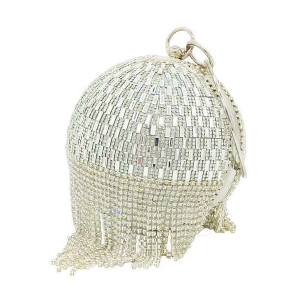 Boutique De FGG Vintage Diamond Tassels Round Ball Women Beaded Evening Purse and Handbag Wedding Bridal Crystal Clutch Bag Buy Online 