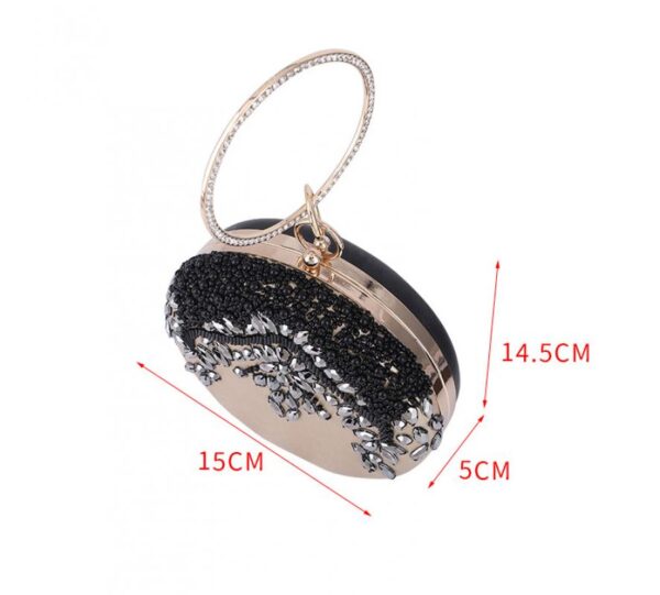 Rhinestone Clutch And Purse For Wedding Pu Leather Top Handle Hand Bags  Women Silver Circle Ring Handbag Party Evening Totes Buy Online 