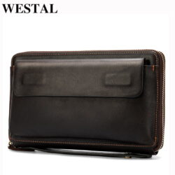 WESTAL Men's Wristlets Genuine Leather Clutch Bags Zip Knucklebox Fashion Evening Bags Large Capacity Wristlets with handle Buy Online 