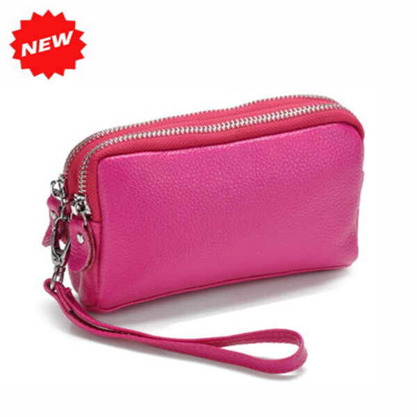 2021 Genuine Leather Women Coin Purse Double Zipper Mobile Bag New Arrival Lady Clutch Wristlet Small Bags Buy Online 