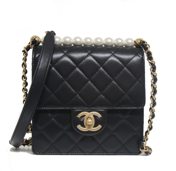 Chanel New 20c Mini Chic Pearls Quilted Flap Black Leather Cross Body Bag Buy Online 