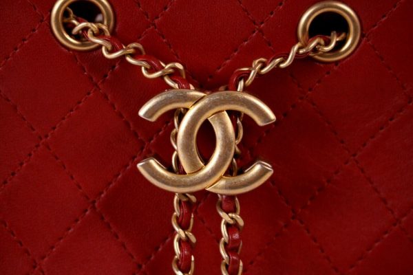 CHANEL 19A NWT Red Quilted Leather Small AMULET Logo Chain Crossbody Bag Buy Online 