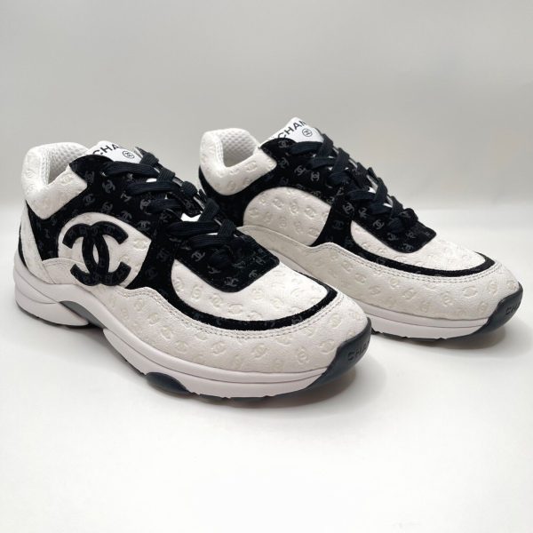 Chanel White Black CC Logos Suede 37 EUR Size Runners Trainers Shoes Sneakers Buy Online 