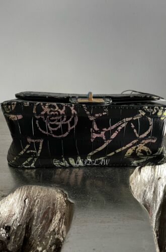 CHANEL19A Iridescent Graffiti Croc Black Calf Rectangle Mini Flap Bag Reissue Buy Online 