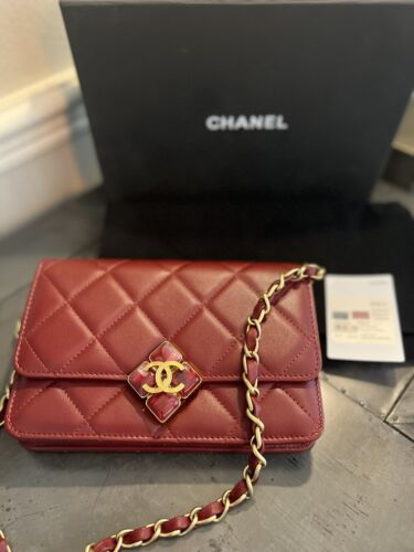 NEW AUTH Chanel WOC Wallet On Chain Bag RARE Quilted Diamanté Sheepskin Leather Buy Online 