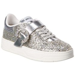 Jimmy Choo Osaka Glitter & Leather Sneaker Women's Silver 35 Buy Online 
