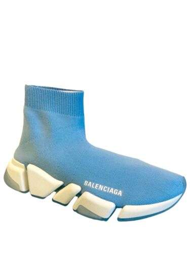 Balenciaga Light Blue Stretch Knit Sock Speed 2.0 Flat Sneakers Shoe Size 38 / 8 Buy Online 