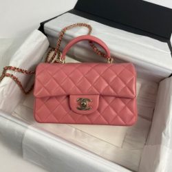 CHANEL PINK MINI FLAP BAG WITH TOP HANDLE Buy Online 