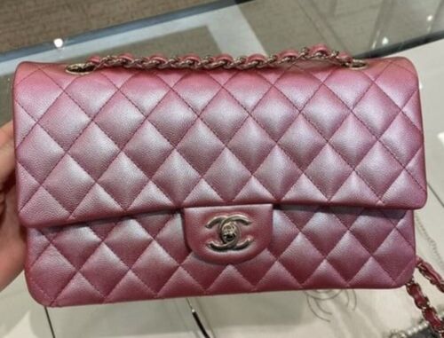 CHANEL Medium Classic Double Flap Bag Iridescent Pink 2022 Buy Online 