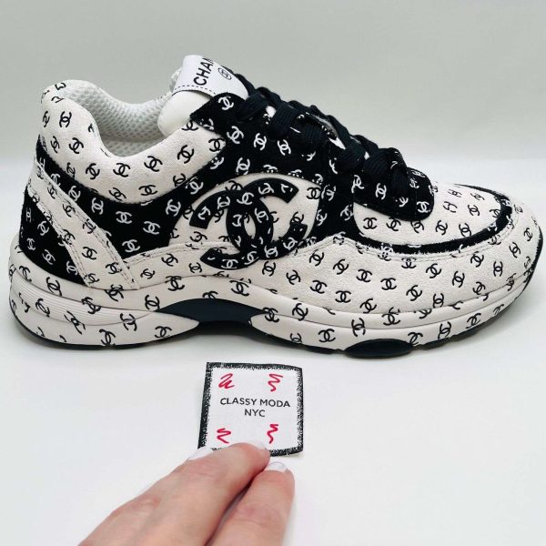 Chanel White Black CC Logo Monogram 38 EUR Size Runners Sneakers Trainers Buy Online 