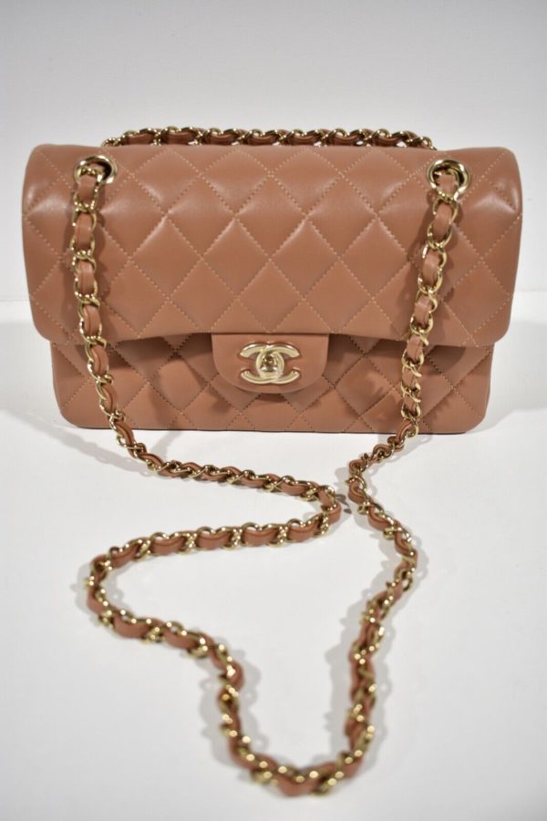 Chanel 22S Caramel Brown Small Classic Flap Gold Chain CC Quilted Shoulder Bag Buy Online 