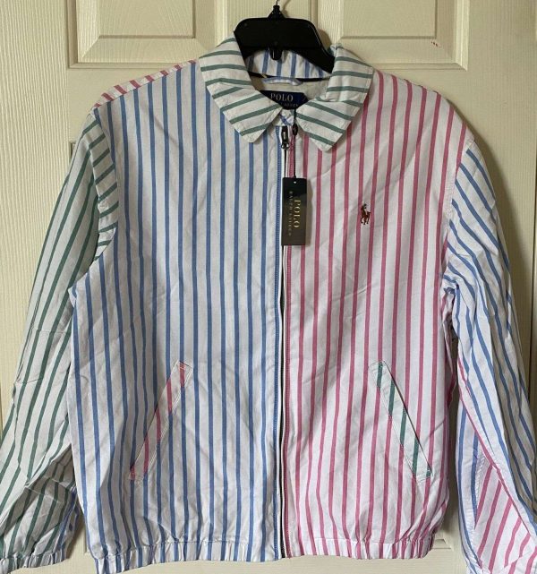 $188 NWT Mens Polo Ralph Lauren Bayport Striped Oxford Cotton Jacket Multi-Color Buy Online 