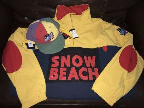 Ralph Lauren Polo Snow Beach Jacket Yellow/Red XL And Matching Hat L BNWT Retro Buy Online 