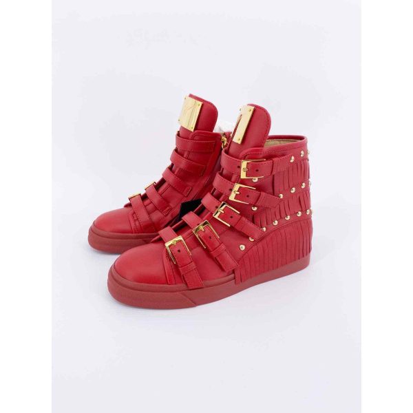 Giuseppe Zanotti 35 London TR Donna Bootie Red Fringe Leather Sneaker High Top Buy Online 